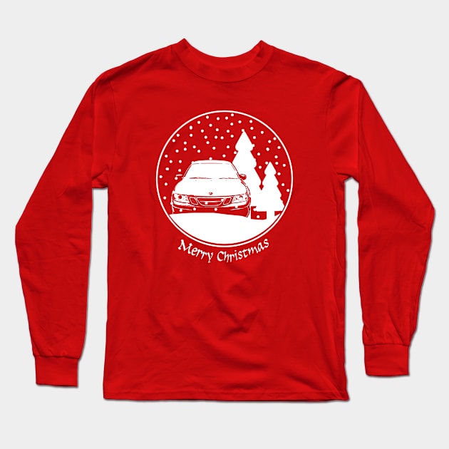 Saab 9-3 classic car Christmas snow globe Long Sleeve T-Shirt by soitwouldseem